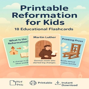 Printable Reformation Flashcards for Kids | Educational History Timeline Cards for Homeschool, Classroom, Teaching Resources