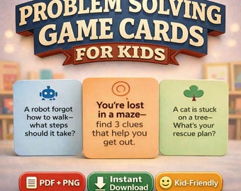 Problem Solving Game Cards for Kids