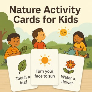Cartes d'activités nature imprimables pour enfants - Jeu d'exploration en plein air - Chasse au trésor estivale PDF PNG