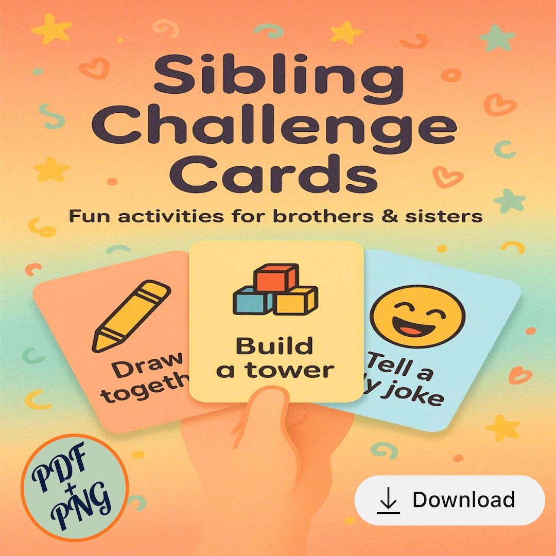 Sibling Challenge Cards | Fun Printable Activities for Brothers ...