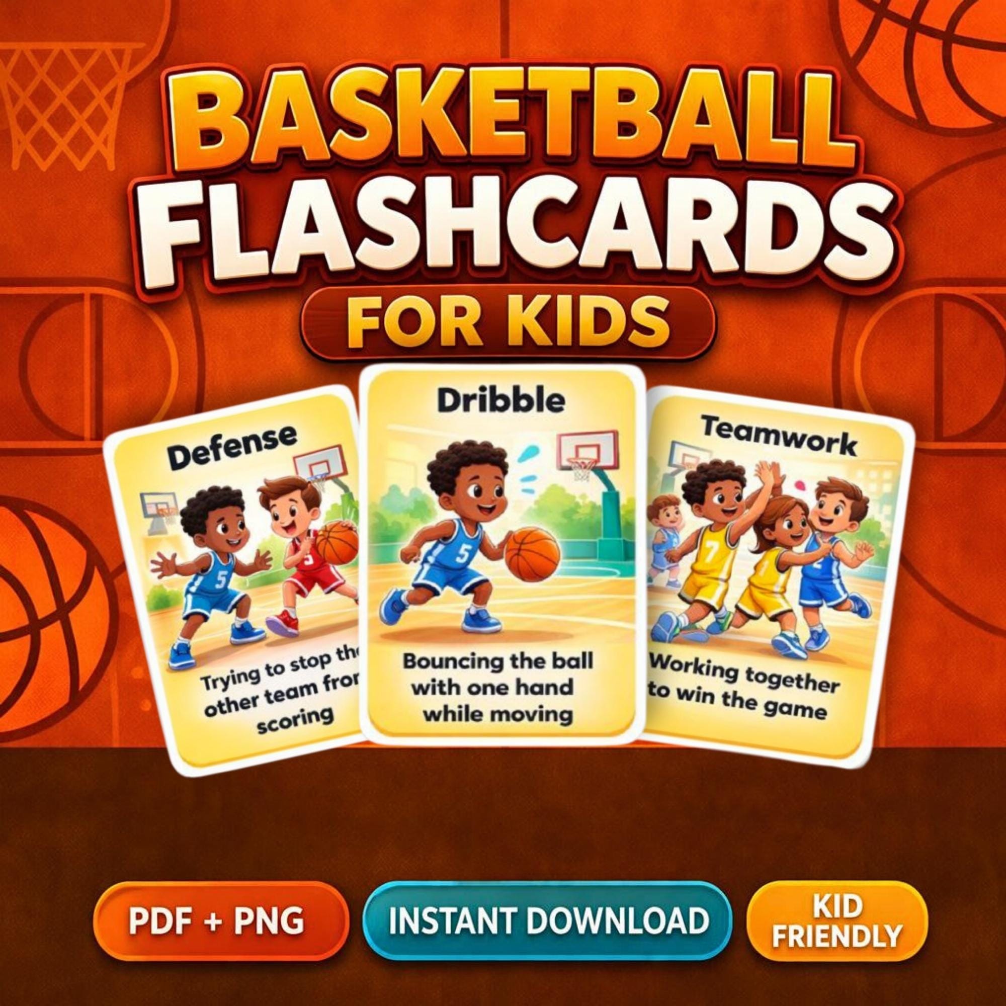 Printable Basketball Flashcards for Kids – Educational Sports Cards ...