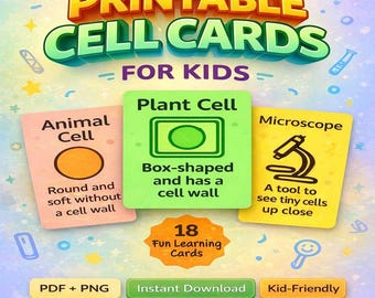 Afdrukbare mobiele kaarten voor kinderen – 18 biologie-flashcards voor klassikaal, thuisonderwijs en leuk wetenschappelijk leren