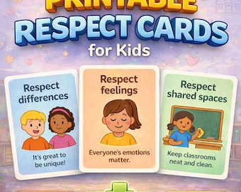 Respect Cards for Kids: Social Skills Flashcards, Classroom Behavior Tool (PDF + PNG Files)