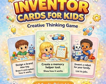 Inventor Cards for Kids, Creative Thinking Activity, Printable STEM Game