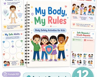 Body Safety Workbook for Kids, Safe and Unsafe Touch Activities, Personal Safety Printable PDF