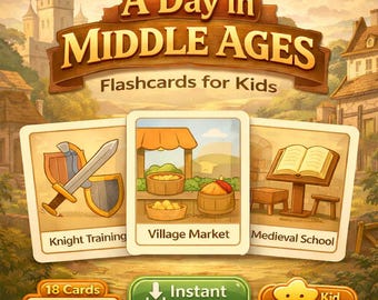 Middle Ages Flashcards: Pastel History Cards for Kids (PDF + PNG Download