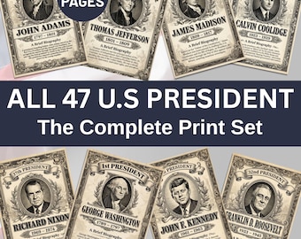 All 47 U.S. Presidents | Printable History Pages | Complete Presidential Set