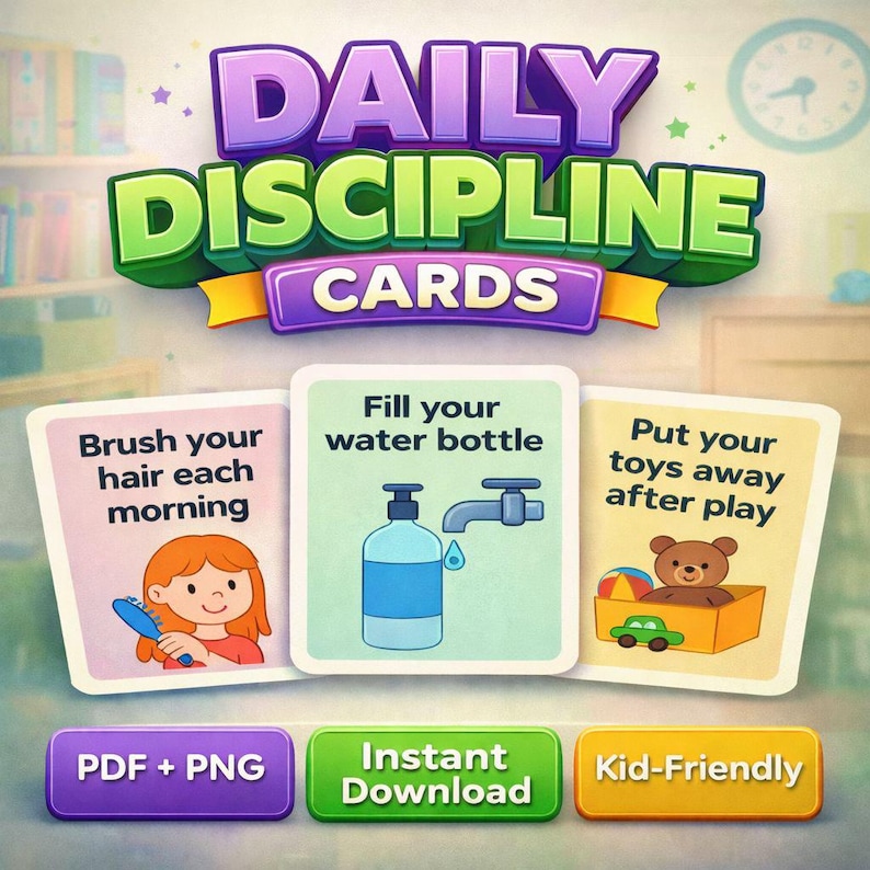 Daily Routine Flashcards for Kids: Positive Discipline Cards (PDF ...