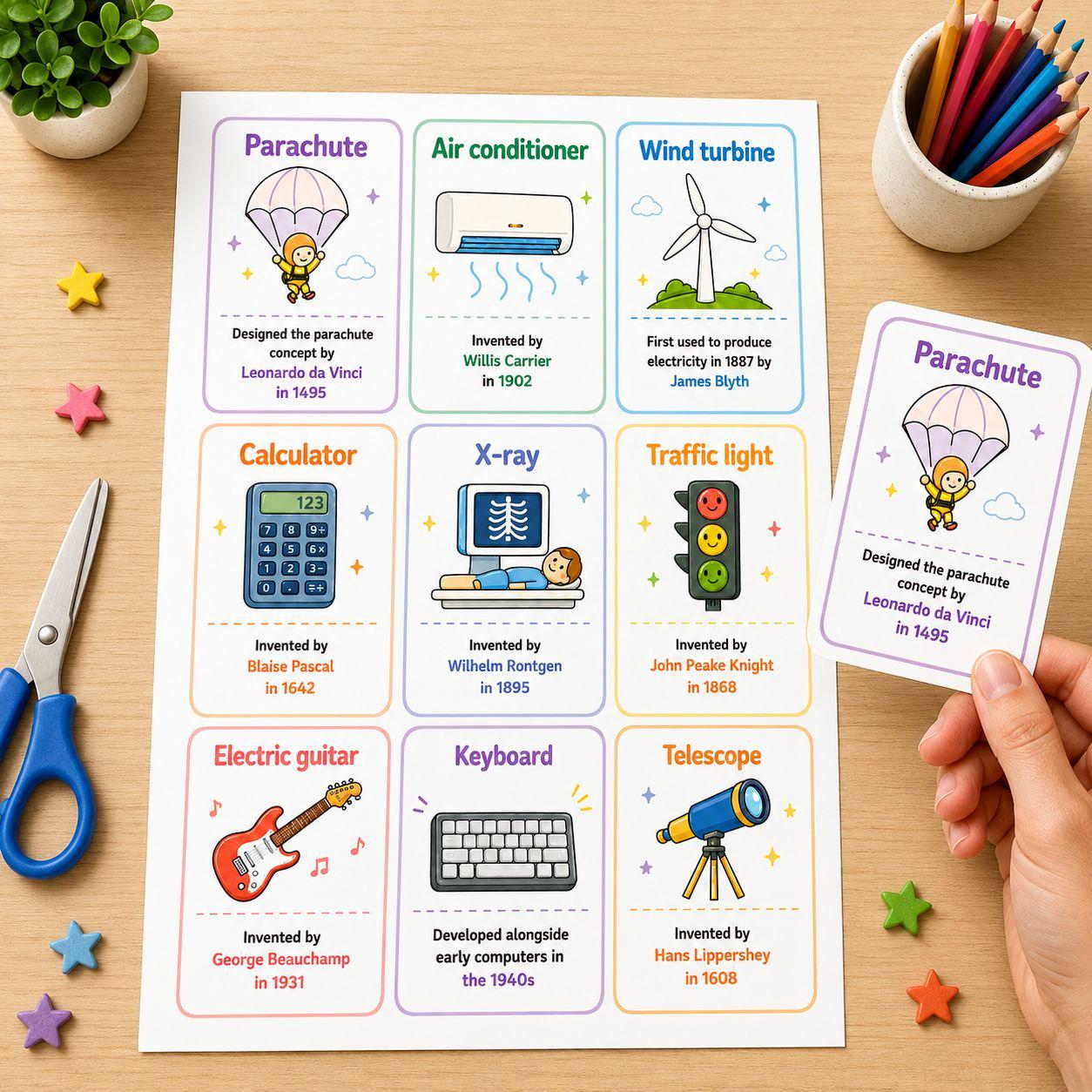 Printable Inventions Flashcards Vol. 2: Fun History Game for Kids (PDF ...