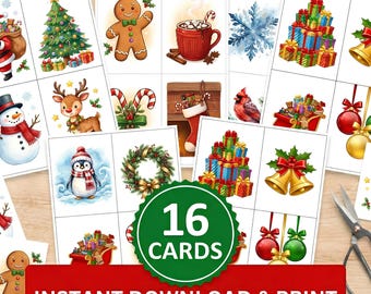 16 Printable Christmas Cards for Kids - Instant Download