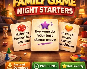 Family Game Night Cards | Printable Fun for Kids & Parents