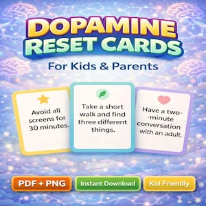 Dopamin-Reset-Karten für Kinder | Ruhige Aktivitätskarten | Werkzeuge zum abschirmfreien Käppchen