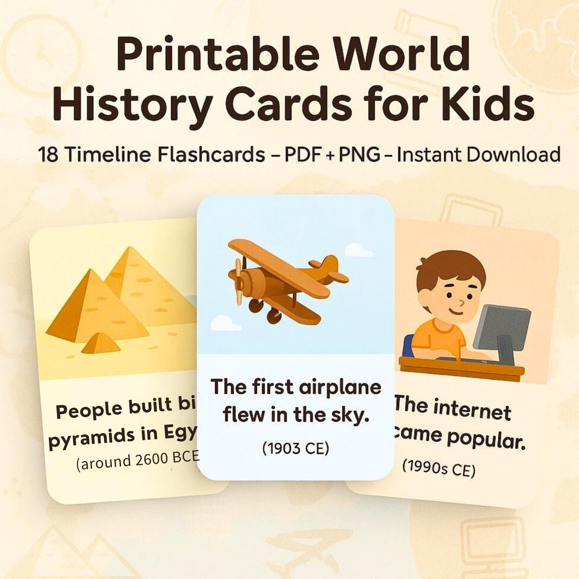 World History Flashcards: Pastel Educational Timeline Cards (PDF \u0026 PNG) -  Etsy Israel, image size:2000x2000