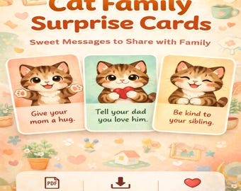 Cat Themed Family Surprise Cards for Kids