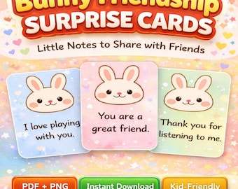 Bunny Themed Friendship Surprise Cards for Kids