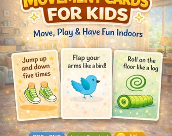 Printable Movement Cards for Kids | Gross Motor Skill Activities | Fun Physical Exercises PDF + PNG