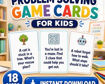 Problem Solving Game Cards for Kids: Critical Thinking Activities (Digital Download)