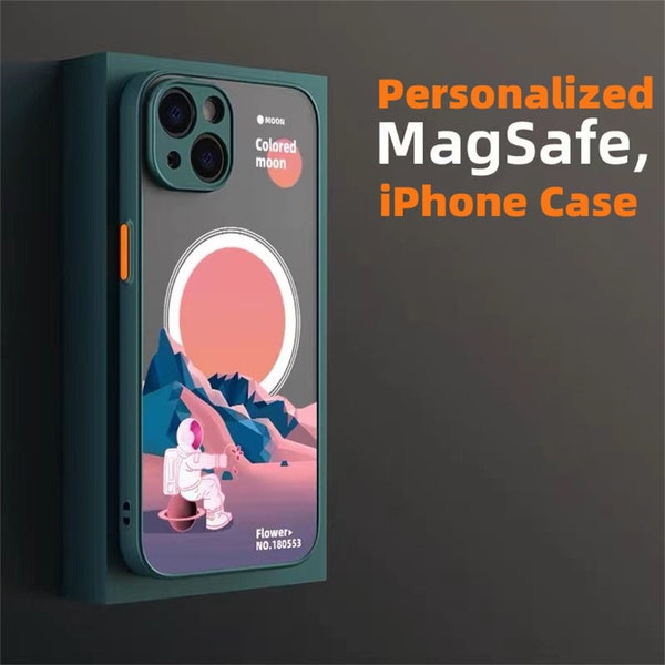 Custom logo iPhone Case+MagSafe , Astronauts Phone Case For iPhone 1514 13 12 Pro Max Mini  Pro Max X/Xs Max