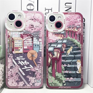 Japan Sakura Street Phone case,Custom Anime Phone case, Anime Phone Case For iPhone 15 14 13 12 Pro Max Mini Pro Max X/Xs Max