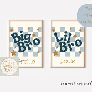 Lot de 2 affiches pour salle de jeux et chambre « Big bro, Lil Bro ». Décoration murale personnalisée pour frères (impressions uniquement)