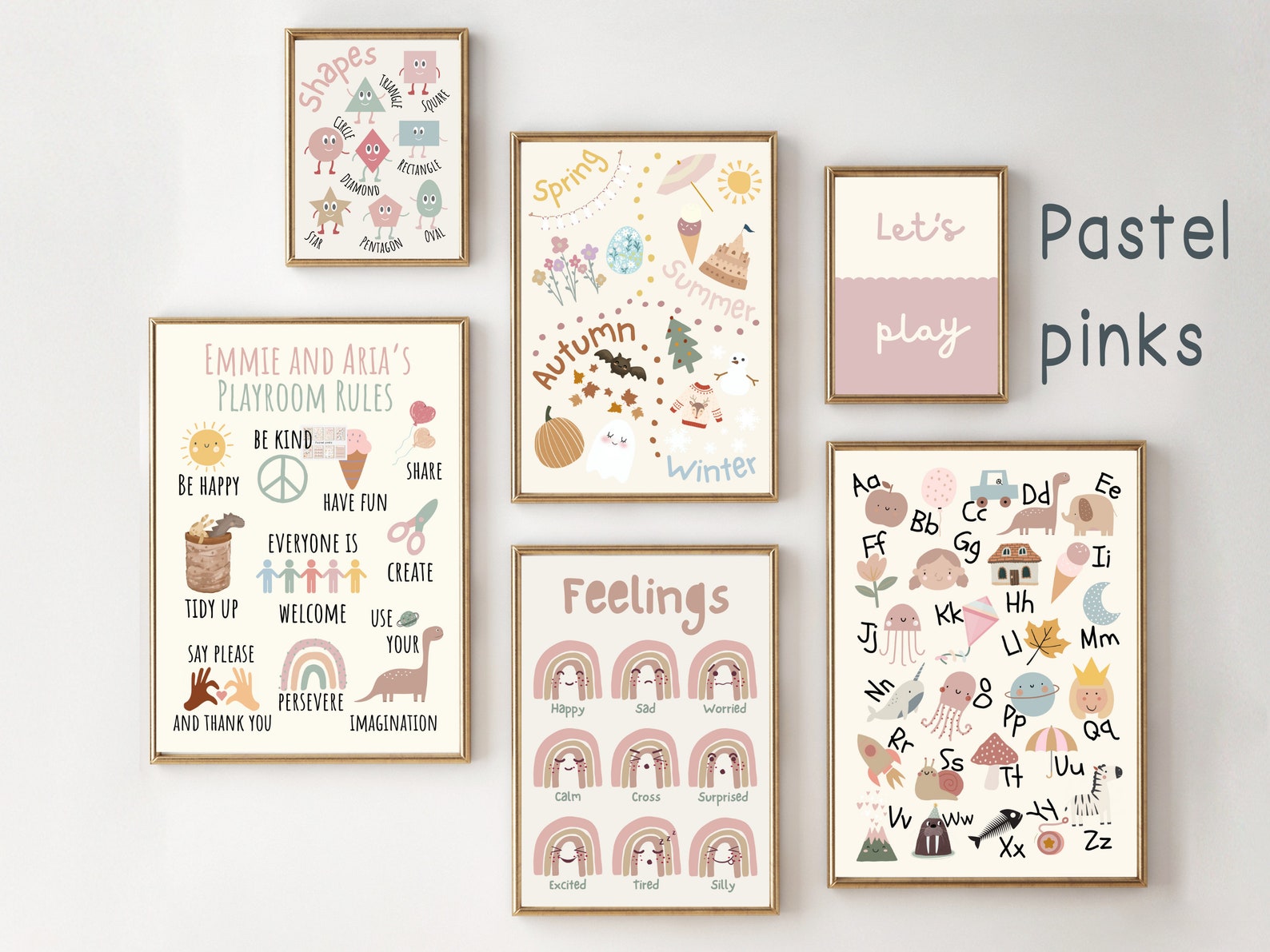 Educational Set of Playroom Prints, Including a Personalised Playroom ...