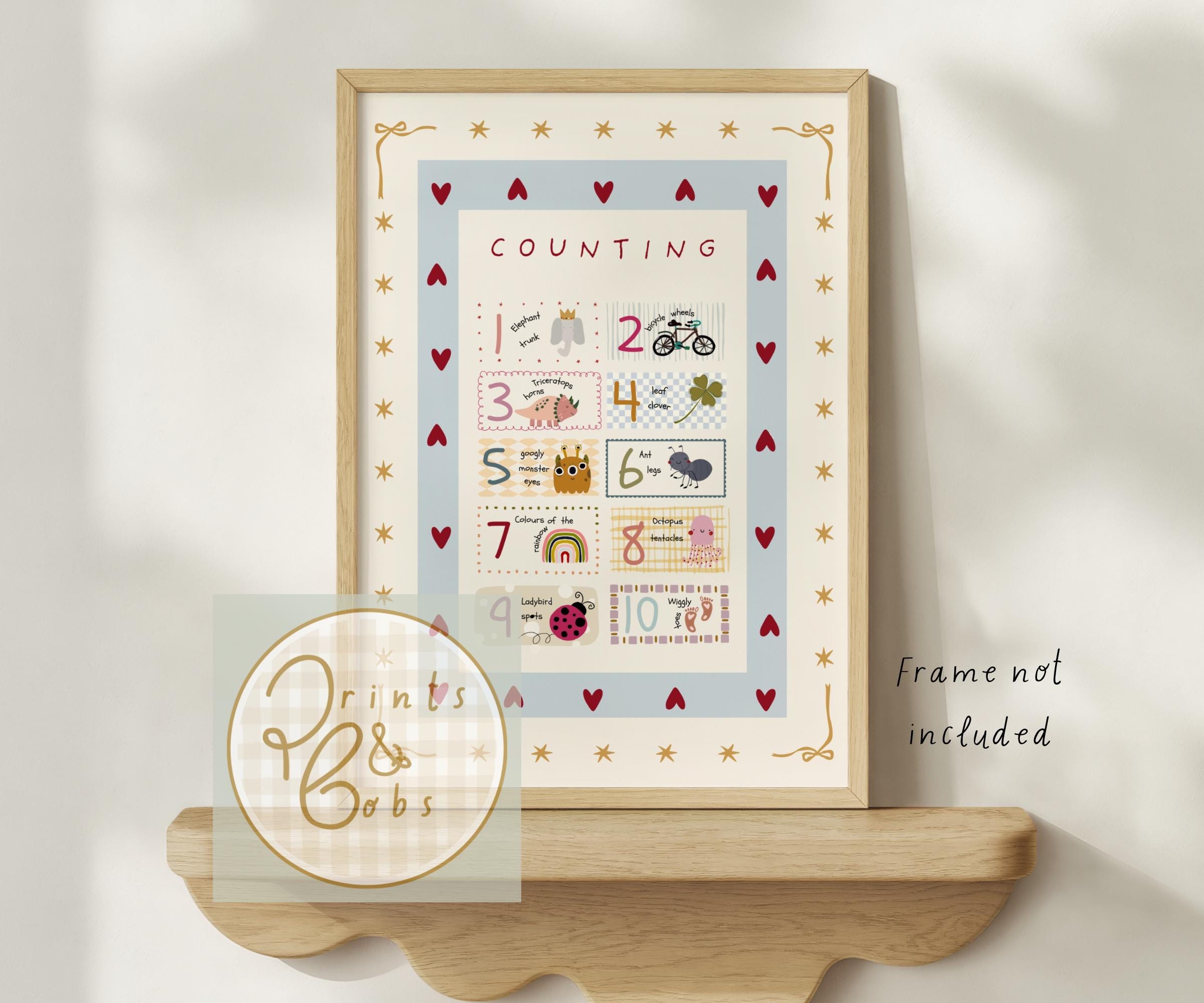 Heart Border Counting Print, Educational Numbers Prints for Girls ...