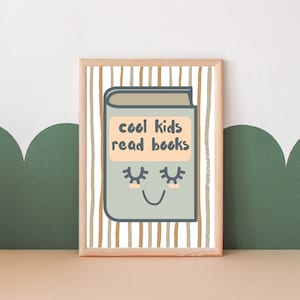 Cute kids print, 'cool kids read books'. Perfect for girls rooms, boys rooms, playrooms and nurseries (print only)