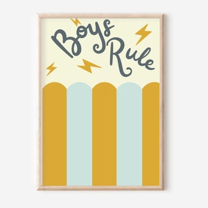 Boys rule print for a boys room.  Wall art perfect for brothers, boys rooms, a playroom or a baby boys nursery (print only)