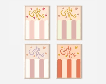 Girls Rule print. Pretty wall art perfect for girls rooms, a playroom or a baby girls nursery (print only)