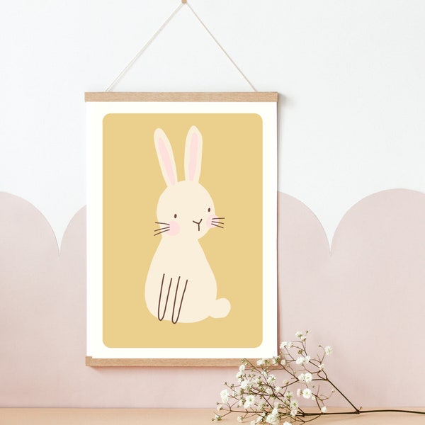 Cute bunny print. Animal wall art perfect for girls rooms, a playroom or a baby girls nursery (print only)