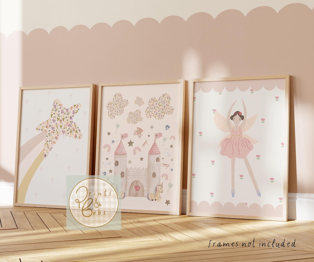 Set of 3 Fairytale Set, Girls Pink Shooting Star, Fairy and Castle ...