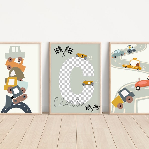 Conjunto de láminas de coches y transporte, perfecto para una sala de juegos, una guardería o un dormitorio (solo láminas)