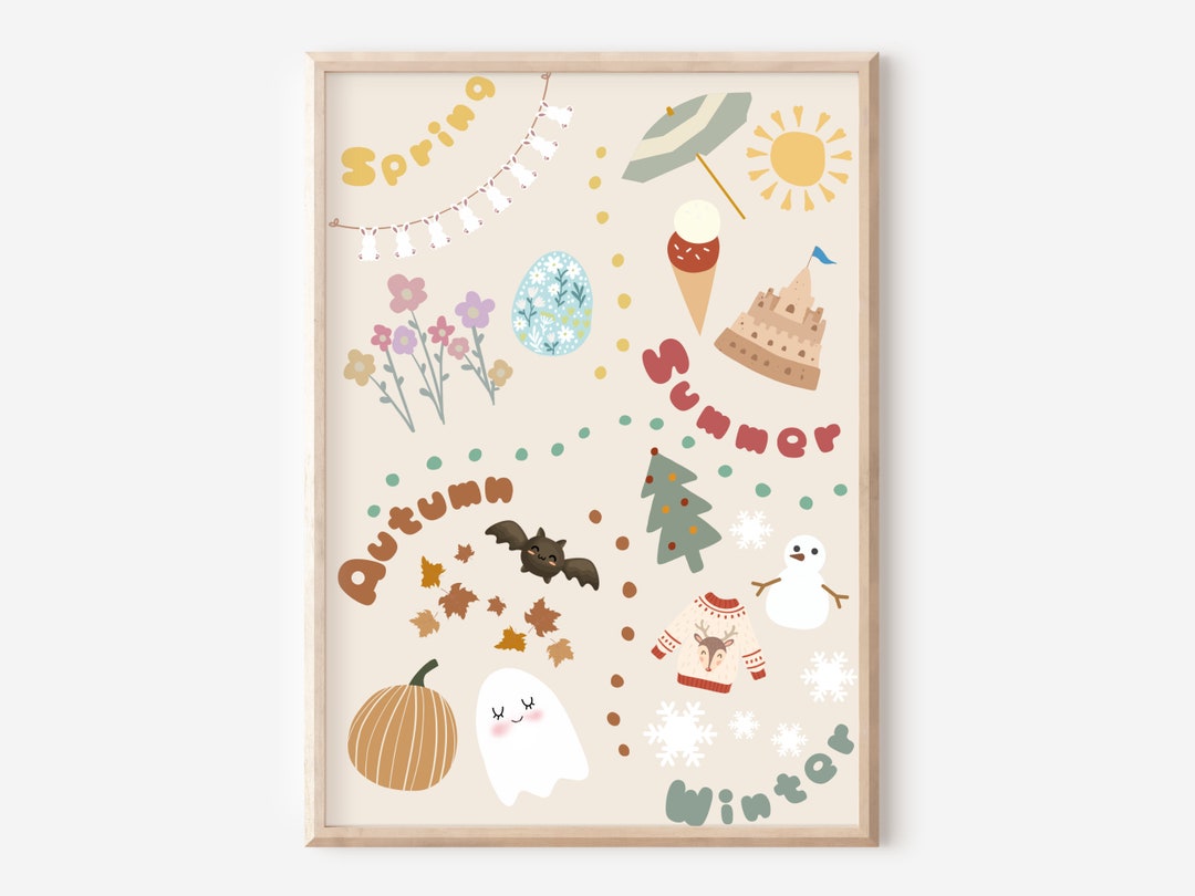 Kids Educational Seasons Print. Perfect Gender Neutral Wall Art for a ...