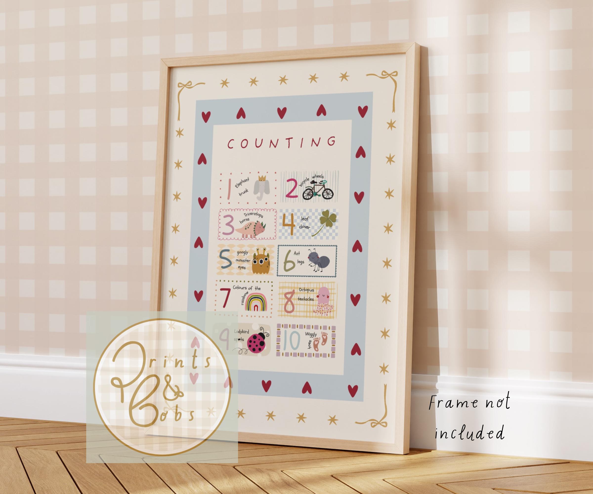 Heart Border Counting Print, Educational Numbers Prints for Girls ...