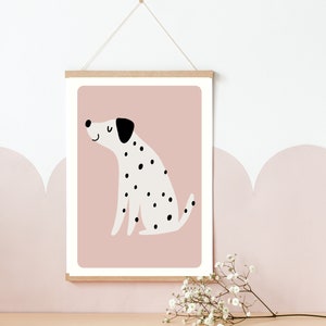 Spotty dog print. Cute wall art perfect for girls rooms, a playroom or a baby girls nursery (print only).