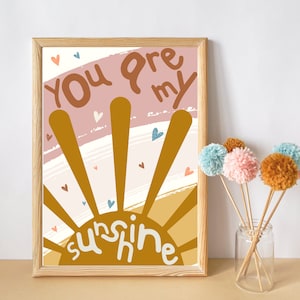 Impresión "Eres mi sol", impresión colorida para habitación infantil o sala de juegos (solo impresión)