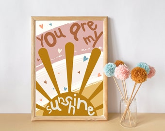 you are my sunshine print, colourful print for child’s room or playroom (print only)