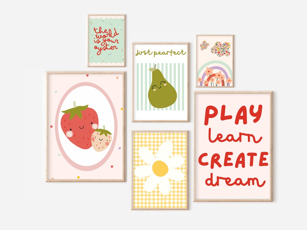 Set of Bright, Colourful and Fun Gallery Wall Prints for a Girls Room ...