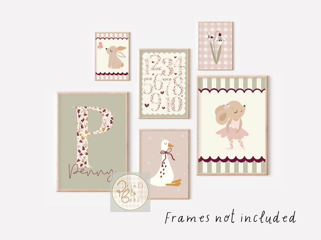 Set of Girls Dusty Pink and Sage Green With a Pop of Berry, Gallery ...