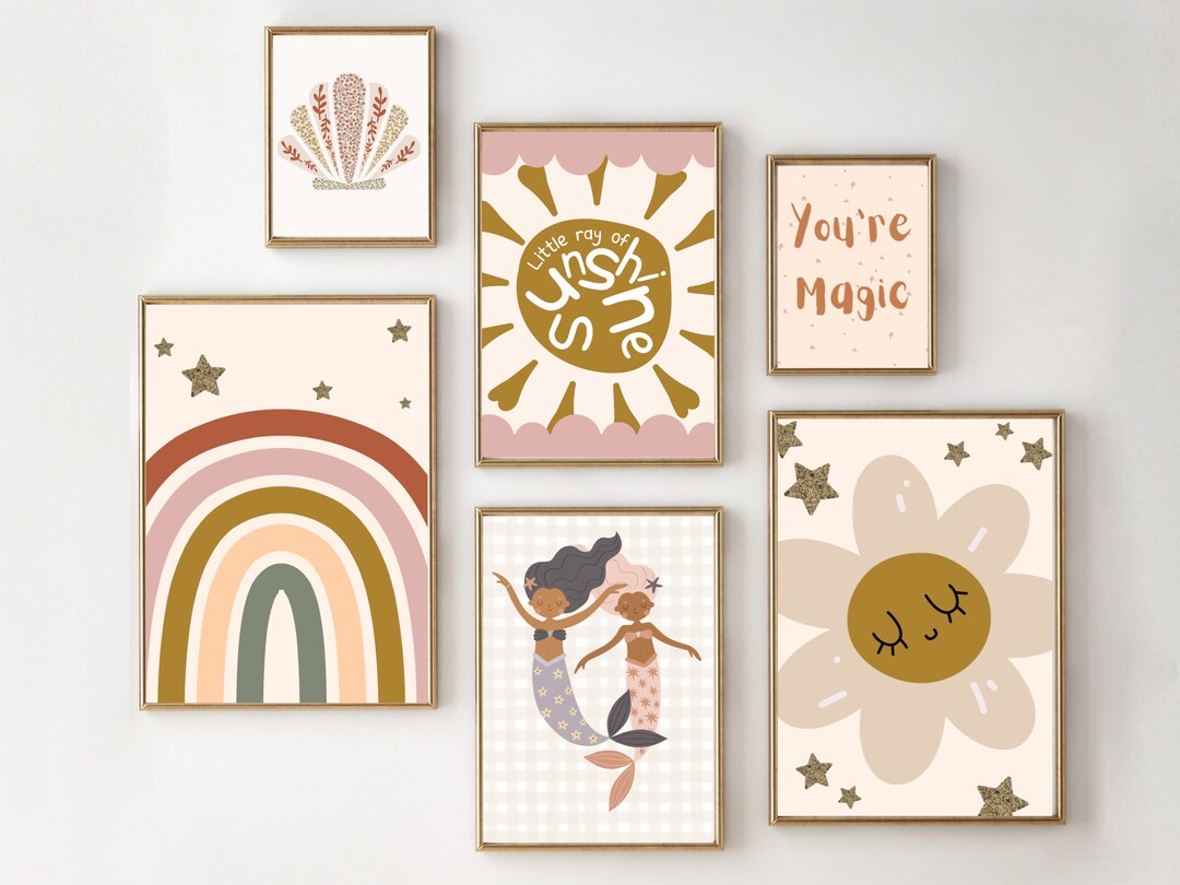 Set of Gallery Wall Prints for a Playroom, Girls Bedroom or Nursery ...