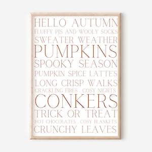 Autumn and fall decor. Hello autumn typography print (print only).
