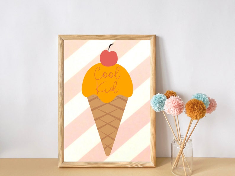 cute 'cool kid' ice cream print, perfect for girls rooms, boys rooms, playrooms and nurseries print only image 1