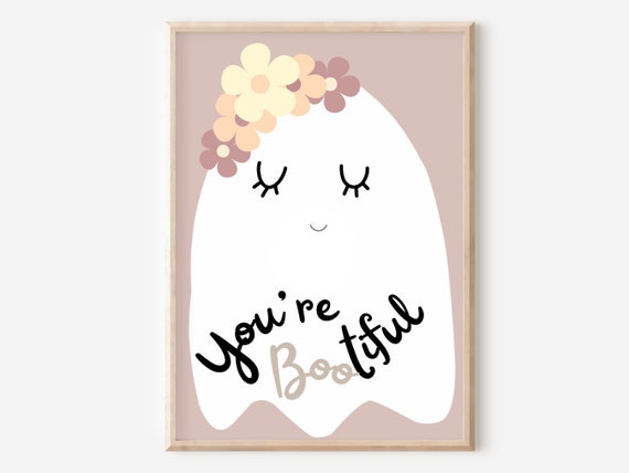 Pretty kids halloween decor. You're boo-tiful ghost print. (Print only).