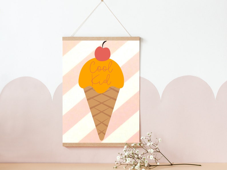 cute 'cool kid' ice cream print, perfect for girls rooms, boys rooms, playrooms and nurseries print only image 3