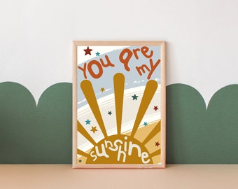 you are my sunshine print, colourful print for child’s room or playroom (print only)
