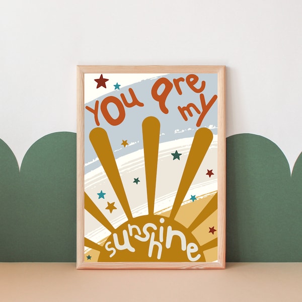 you are my sunshine print, colourful print for child’s room or playroom (print only)