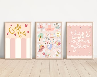 Personalised girls, you can do anything prints, positive affirmation poster, prints for girls room, nursery or playroom, feminist (unframed)