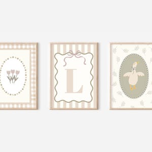 Set of 3 personalised goose, gingham and wildflower prints (unframed)