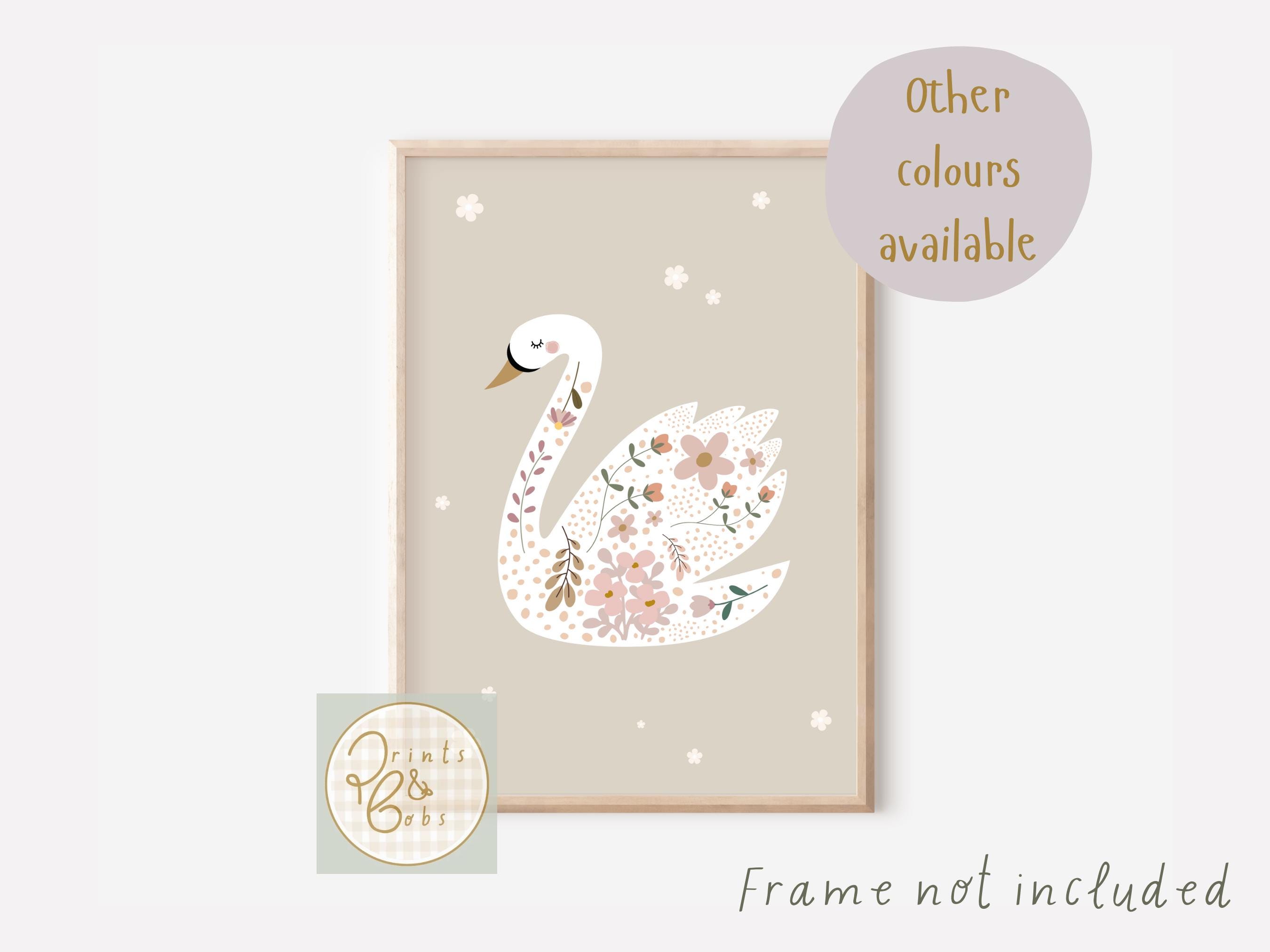 Floral Swan Print, Ditsy Wildflower Girls Prints, Toddler Girls