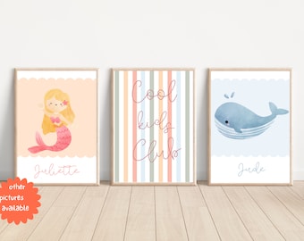 Set of 3 personalised playroom prints. Cool kids club perfect for brothers and sisters (prints only)